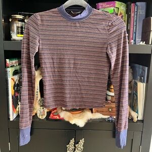 Navy and orange striped long sleeve